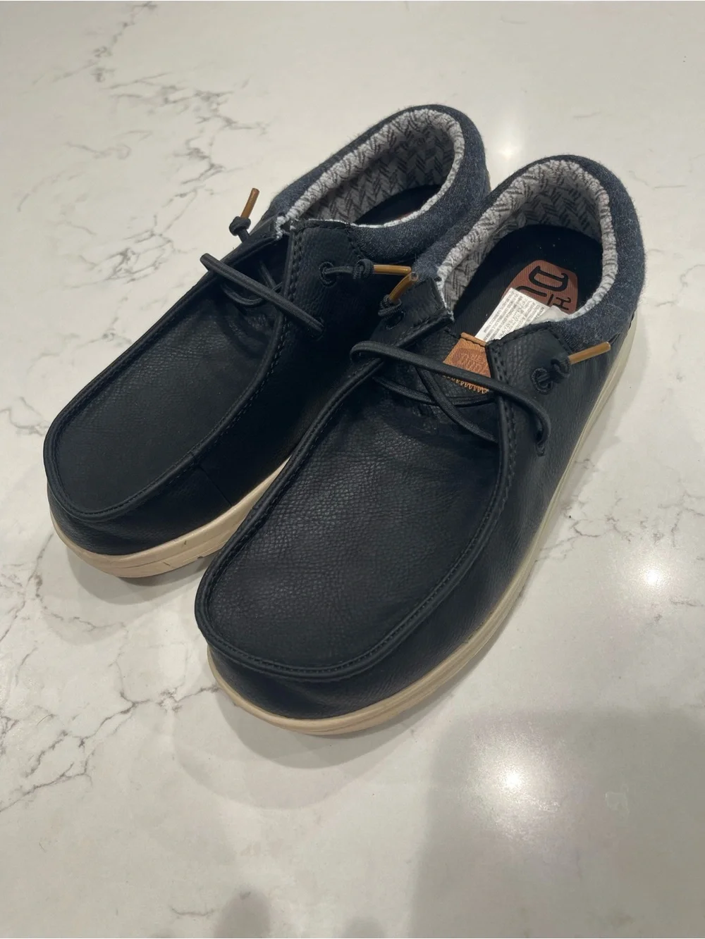 Hey Dude Black Men's Slip-On Loafers with Tan Accents